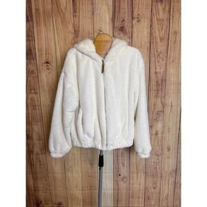 Thread & Supply Faux Fur Jacket with Pockets Cream White Women's Size S